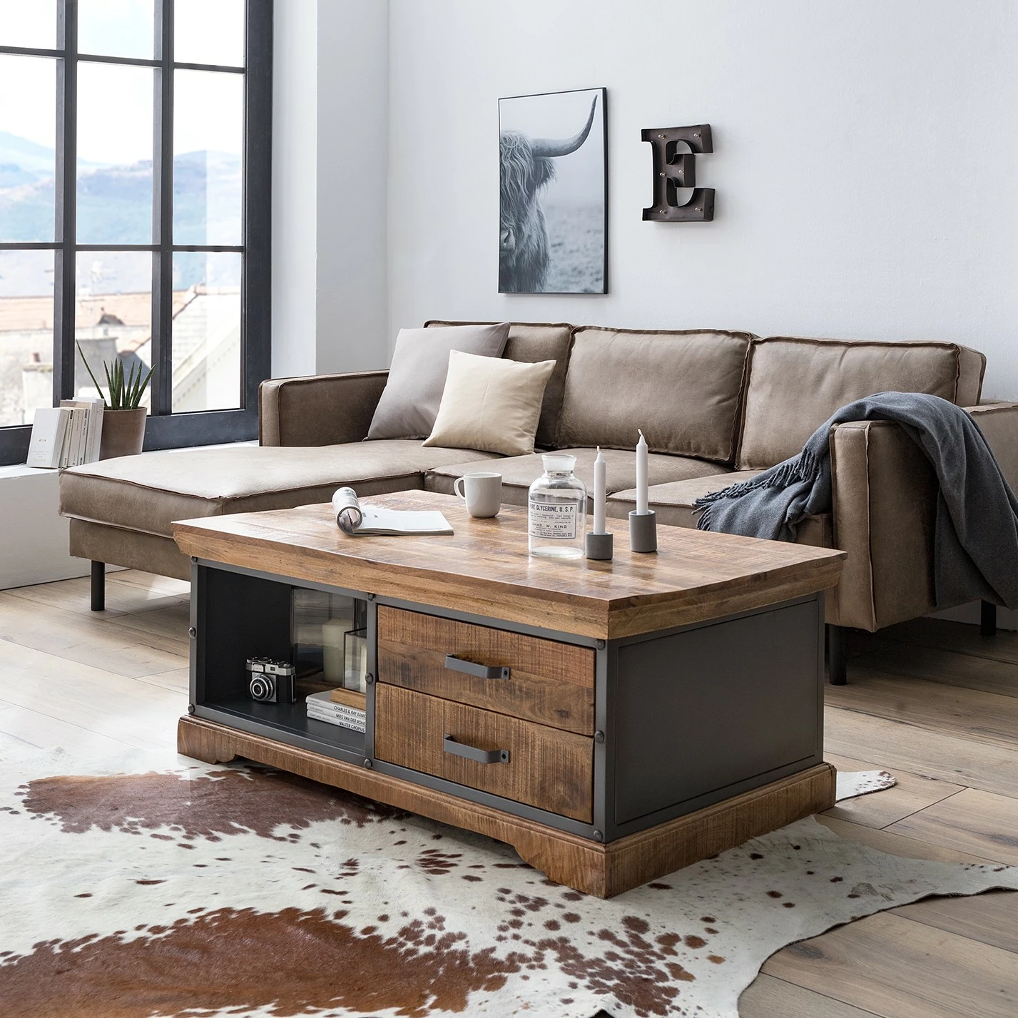 Ars manufacti Couchtisch Hunter - Mango massiv / Metall - Mango / Blaugrau 2 Ars manufacti Couchtisch Hunter - Mango massiv / Metall - Mango / Blaugrau – Bild 2