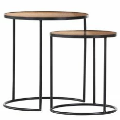 Loftscape Beistelltisch Wexford I (2er-Set) - Glas / Metall - Braun / Schwarz