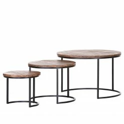 Red Living Beistelltisch Daggett II (3er-Set) - Mango massiv / Metall - Mango / Schwarz