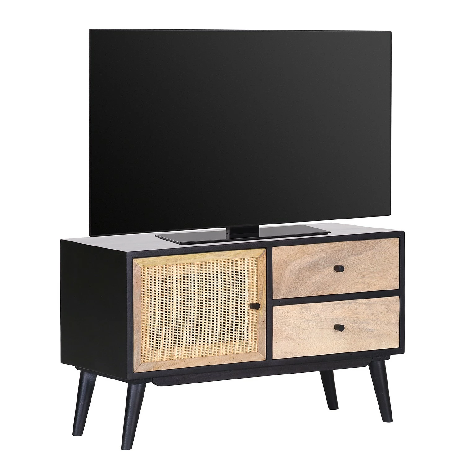 Red Living TV-Lowboard Lexham I - Mango massiv / Rattan - Mango / Mango Schwarz 1 Red Living TV-Lowboard Lexham I - Mango massiv / Rattan - Mango / Mango Schwarz