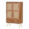 Naturoo Highboard Nyack - Mango massiv / Wiener Geflecht - Mango / Gold