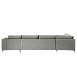 Studio Copenhagen Wohnlandschaft COSO Classic+ - Webstoff Inze: Hellgrau - Longchair davorstehend rechts / Ottomane links - Bettkasten - Chrom glänzend -WOHNZIMMERMÖBEL Verkäufe 1000212027 200811 17104001669 DETAILS P000000001000212027