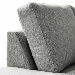 Studio Copenhagen Wohnlandschaft COSO Classic+ - Webstoff Inze: Hellgrau - Longchair davorstehend rechts / Ottomane links - Bettkasten - Chrom glänzend -WOHNZIMMERMÖBEL Verkäufe 1000212027 200811 17104101672 DETAILS P000000001000212027