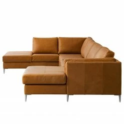 Studio Copenhagen Wohnlandschaft COSO Classic+ - Echtleder Taru: Hellbraun - Longchair davorstehend rechts / Ottomane links - Bettkasten - Chrom glänzend -WOHNZIMMERMÖBEL Verkäufe 1000212033 200811 17221201091 DETAILS P000000001000212033