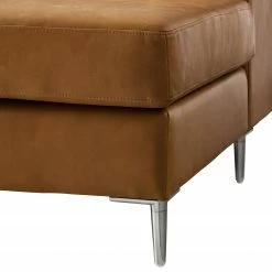 Studio Copenhagen Wohnlandschaft COSO Classic+ - Echtleder Taru: Hellbraun - Longchair davorstehend rechts / Ottomane links - Bettkasten - Chrom glänzend -WOHNZIMMERMÖBEL Verkäufe 1000212033 200811 17222001105 DETAILS P000000001000212033