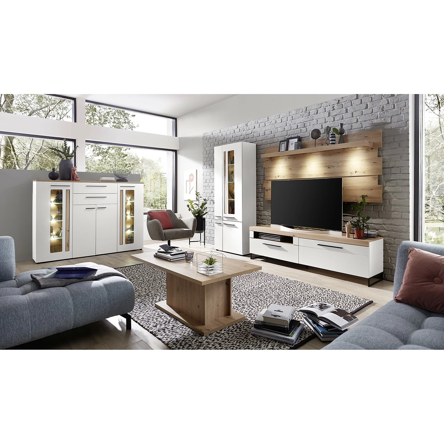 Red Living Highboard Parolin - Inkl. Beleuchtung - Weiß 3 Red Living Highboard Parolin - Inkl. Beleuchtung - Weiß – Bild 3