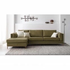 Studio Copenhagen Ecksofa COSO Classic+ mit Longchair - Echtleder Taru: Olivgrün - Breite: 287 cm - Longchair davorstehend links - Eiche Dunkel -WOHNZIMMERMÖBEL Verkäufe 1000212812 201008 13334700128 MOOD DETAILS P000000001000212812 mood