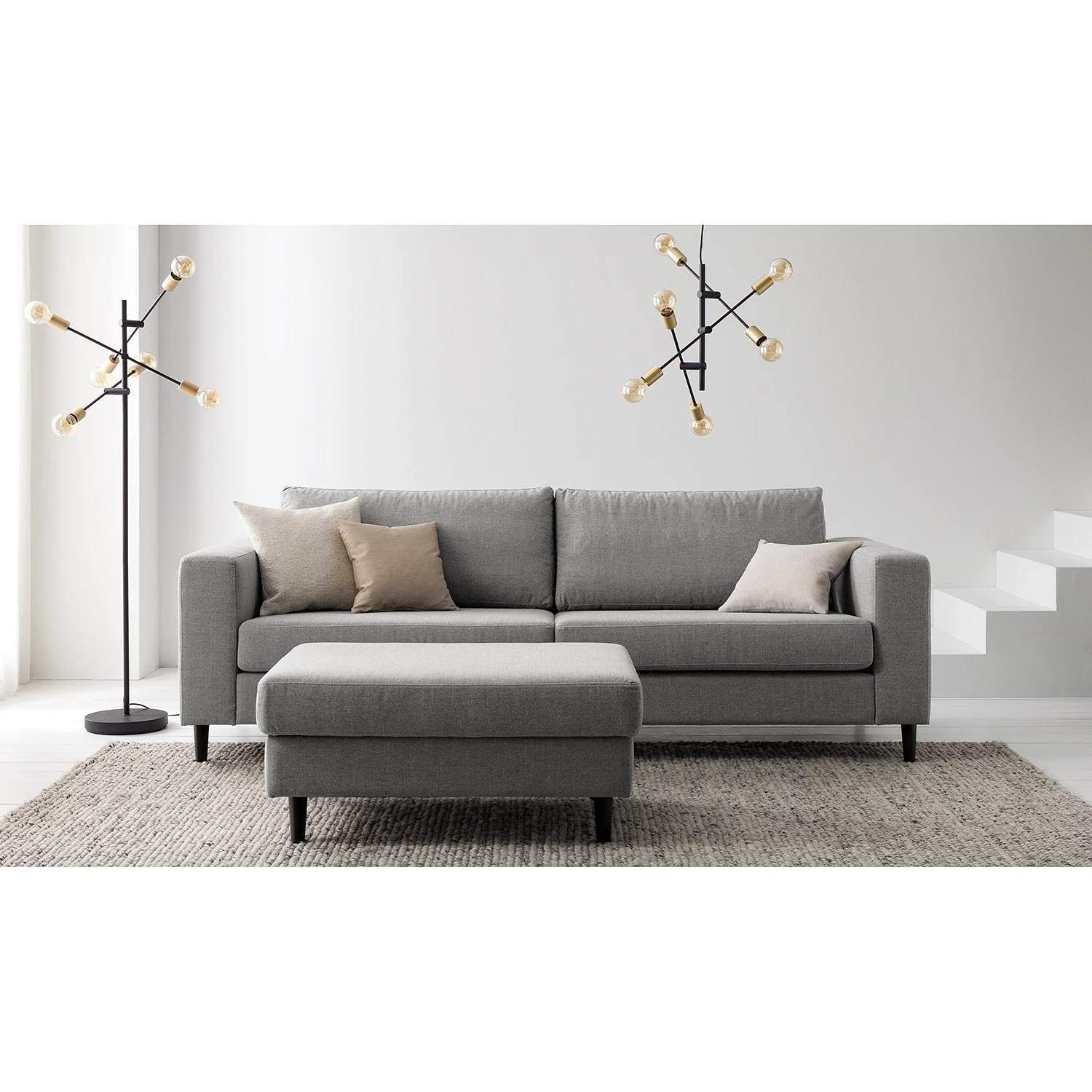 Studio Copenhagen 3-Sitzer Sofa COSO Classic - Webstoff Milan: Hellgrau - Buche 4 Studio Copenhagen 3-Sitzer Sofa COSO Classic - Webstoff Milan: Hellgrau - Buche – Bild 4