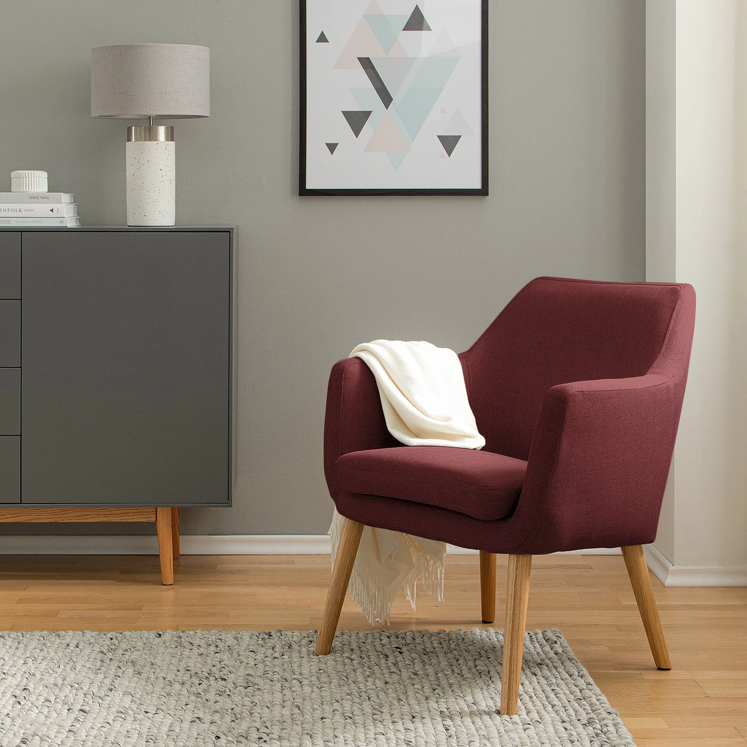 Mørteens Sessel Nicholas - Webstoff - Dunkelrot 2 Mørteens Sessel Nicholas - Webstoff - Dunkelrot – Bild 2