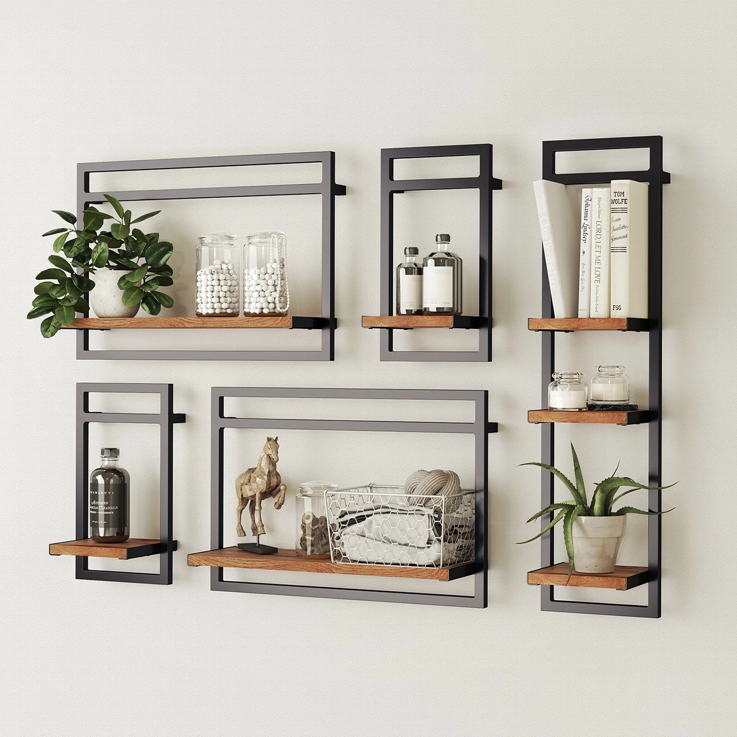 Ars manufacti Wandregal-Set Manchester II (5-teilig) - Akazie massiv / Metall - Akazie / Anthrazit 2 Ars manufacti Wandregal-Set Manchester II (5-teilig) - Akazie massiv / Metall - Akazie / Anthrazit – Bild 2