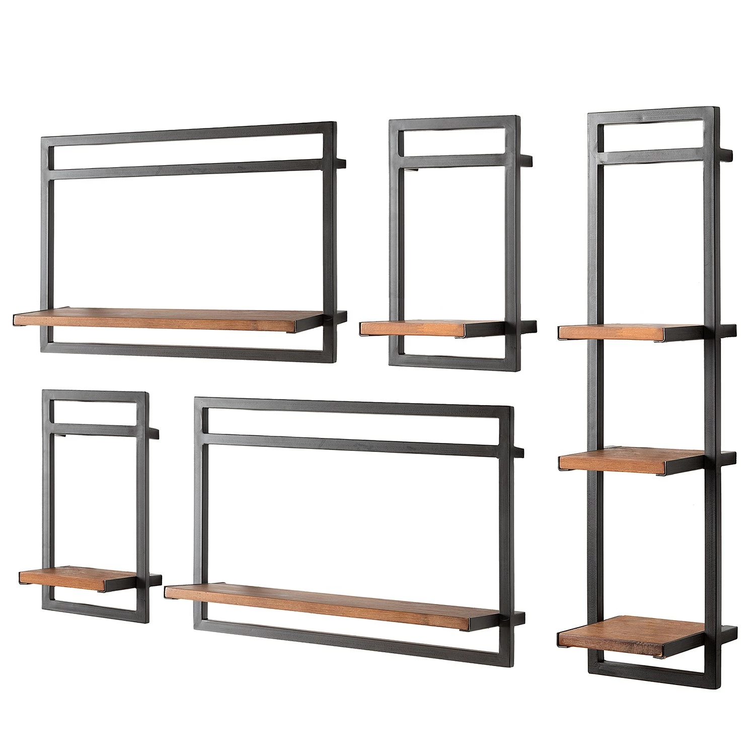 Ars manufacti Wandregal-Set Manchester II (5-teilig) - Akazie massiv / Metall - Akazie / Anthrazit 1 Ars manufacti Wandregal-Set Manchester II (5-teilig) - Akazie massiv / Metall - Akazie / Anthrazit