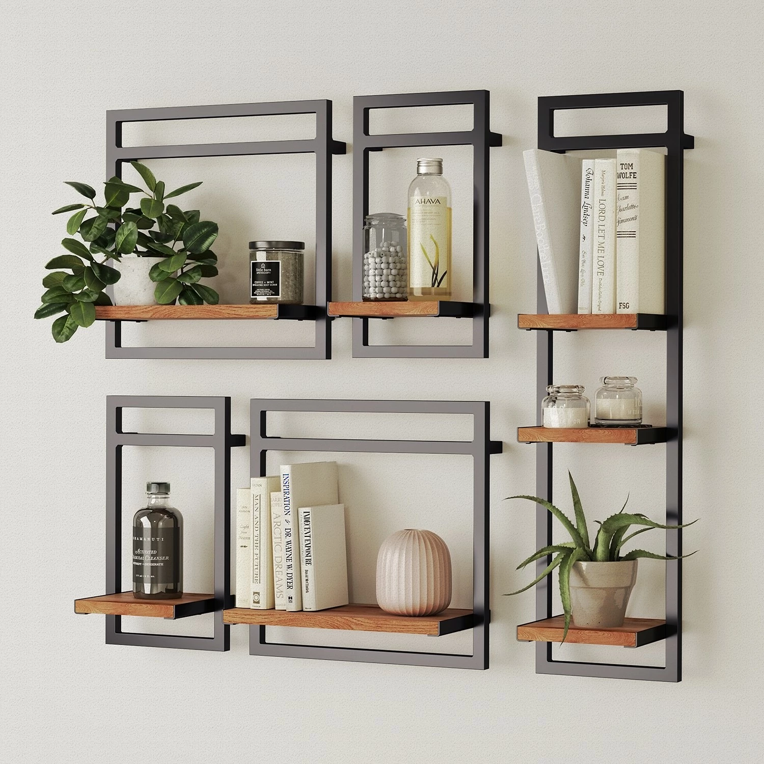 Ars manufacti Wandregal-Set Manchester III (5-teilig) - Akazie massiv / Metall - Akazie / Anthrazit 2 Ars manufacti Wandregal-Set Manchester III (5-teilig) - Akazie massiv / Metall - Akazie / Anthrazit – Bild 2