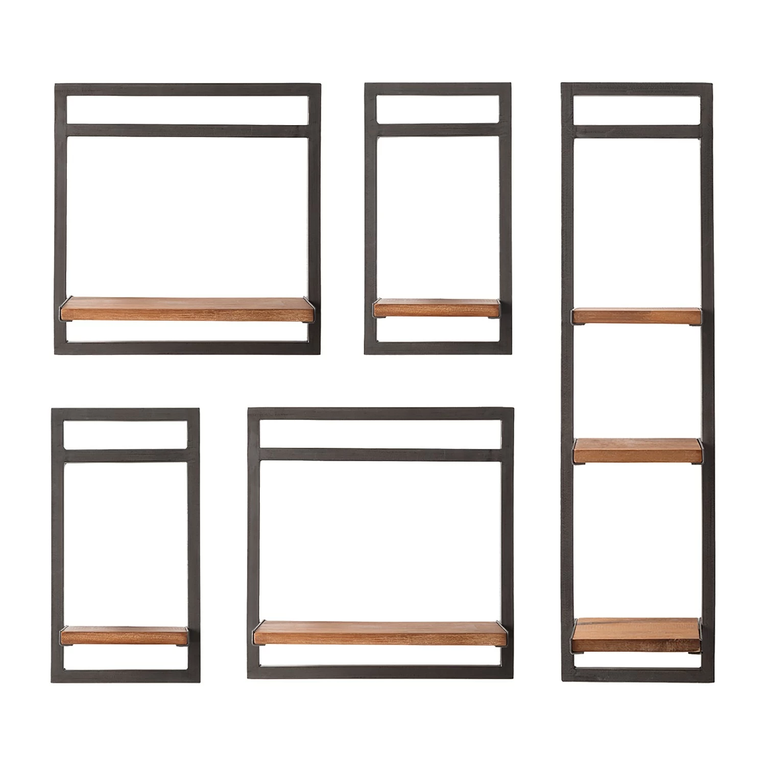 Ars manufacti Wandregal-Set Manchester III (5-teilig) - Akazie massiv / Metall - Akazie / Anthrazit 3 Ars manufacti Wandregal-Set Manchester III (5-teilig) - Akazie massiv / Metall - Akazie / Anthrazit – Bild 3
