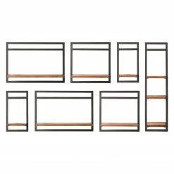 Ars manufacti Wandregal-Set Manchester V (7-teilig) - Akazie massiv / Metall - Akazie / Anthrazit -WOHNZIMMERMÖBEL Verkäufe 1000213201 200713 18103900008 DETAILS P000000001000213201