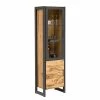 Naturoo Standvitrine Ironwood - Echtholzfurnier / Metall - Alteiche / Grau