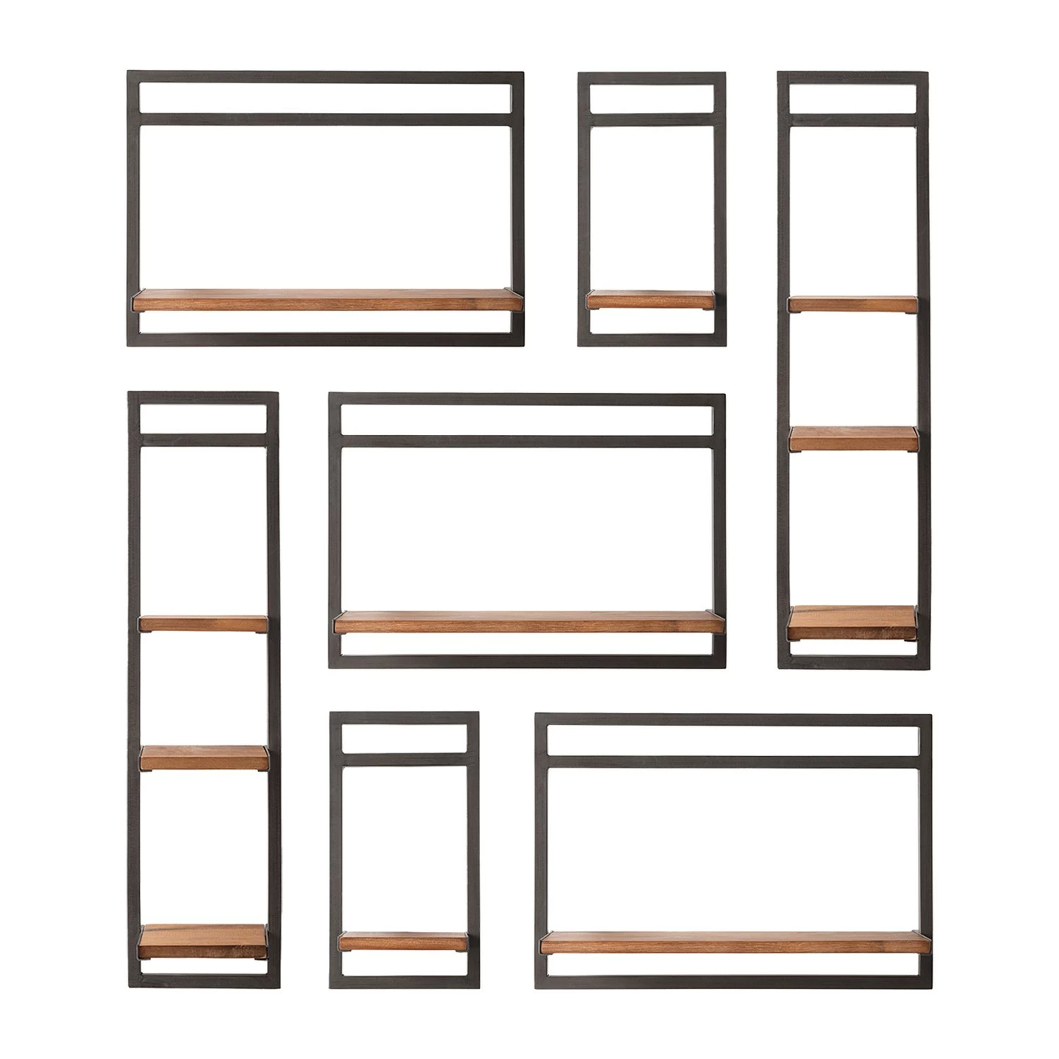 Ars manufacti Wandregal-Set Manchester VI (7-teilig) - Akazie massiv / Metall - Akazie / Anthrazit 3 Ars manufacti Wandregal-Set Manchester VI (7-teilig) - Akazie massiv / Metall - Akazie / Anthrazit – Bild 3