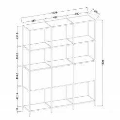 Fredriks Regal Meon III - Eiche Grau Dekor - Breite: 150 cm -WOHNZIMMERMÖBEL Verkäufe 1000213232 200814 14310600022 SKETCH DETAILS P000000001000213232 sketch