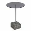 Red Living Beistelltisch Wendell - Glas / Granit - Grau / Chrom