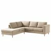 Studio Copenhagen Ecksofa COSO Classic mit Ottomane - Webstoff Milan: Beige - Breite: 238 cm - Ottomane davorstehend links - Bettkasten - Esche