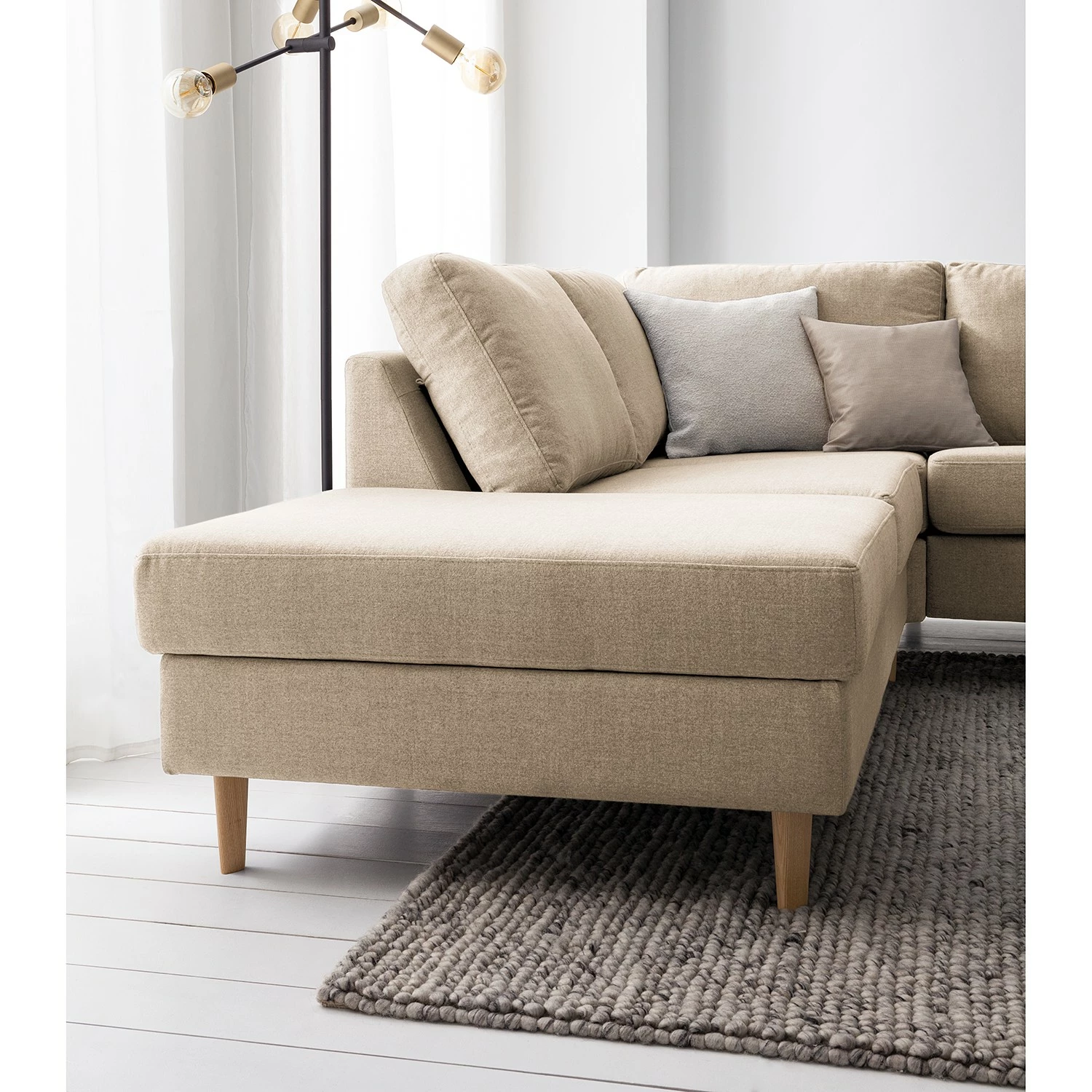 Studio Copenhagen Ecksofa COSO Classic mit Ottomane - Webstoff Milan: Beige - Breite: 238 cm - Ottomane davorstehend links - Bettkasten - Esche 10 Studio Copenhagen Ecksofa COSO Classic mit Ottomane - Webstoff Milan: Beige - Breite: 238 cm - Ottomane davorstehend links - Bettkasten - Esche – Bild 10