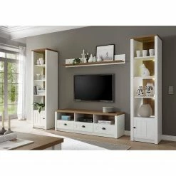 Norrwood Wohnwand Proville III (4-teilig) - Eiche Weiß Dekor / Eiche Dekor