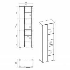 Loftscape Wohnwand Cely I (4-teilig) - Hochglanz Weiß / Matt Weiß -WOHNZIMMERMÖBEL Verkäufe 1000214312 200527 07015100160 SKETCH DETAILS P000000001000214312 sketch