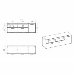 Loftscape Wohnwand Cely I (4-teilig) - Hochglanz Weiß / Matt Weiß -WOHNZIMMERMÖBEL Verkäufe 1000214312 200527 07015400162 SKETCH DETAILS P000000001000214312 sketch