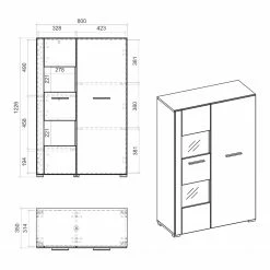 Loftscape Wohnwand Cely II (4-teilig) - Hochglanz Weiß / Matt Weiß -WOHNZIMMERMÖBEL Verkäufe 1000214313 200527 07022200184 SKETCH DETAILS P000000001000214313 sketch