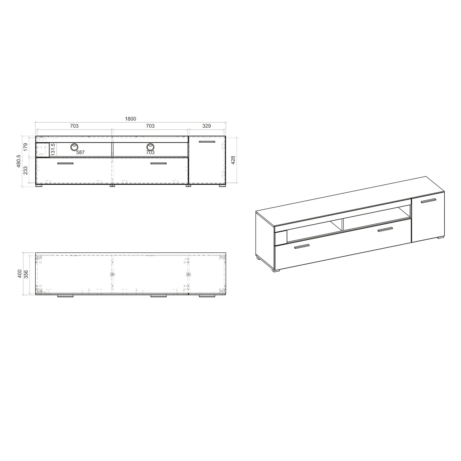 Loftscape Wohnwand Cely III (4-teilig) - Hochglanz Weiß / Matt Weiß 23 Loftscape Wohnwand Cely III (4-teilig) - Hochglanz Weiß / Matt Weiß – Bild 23