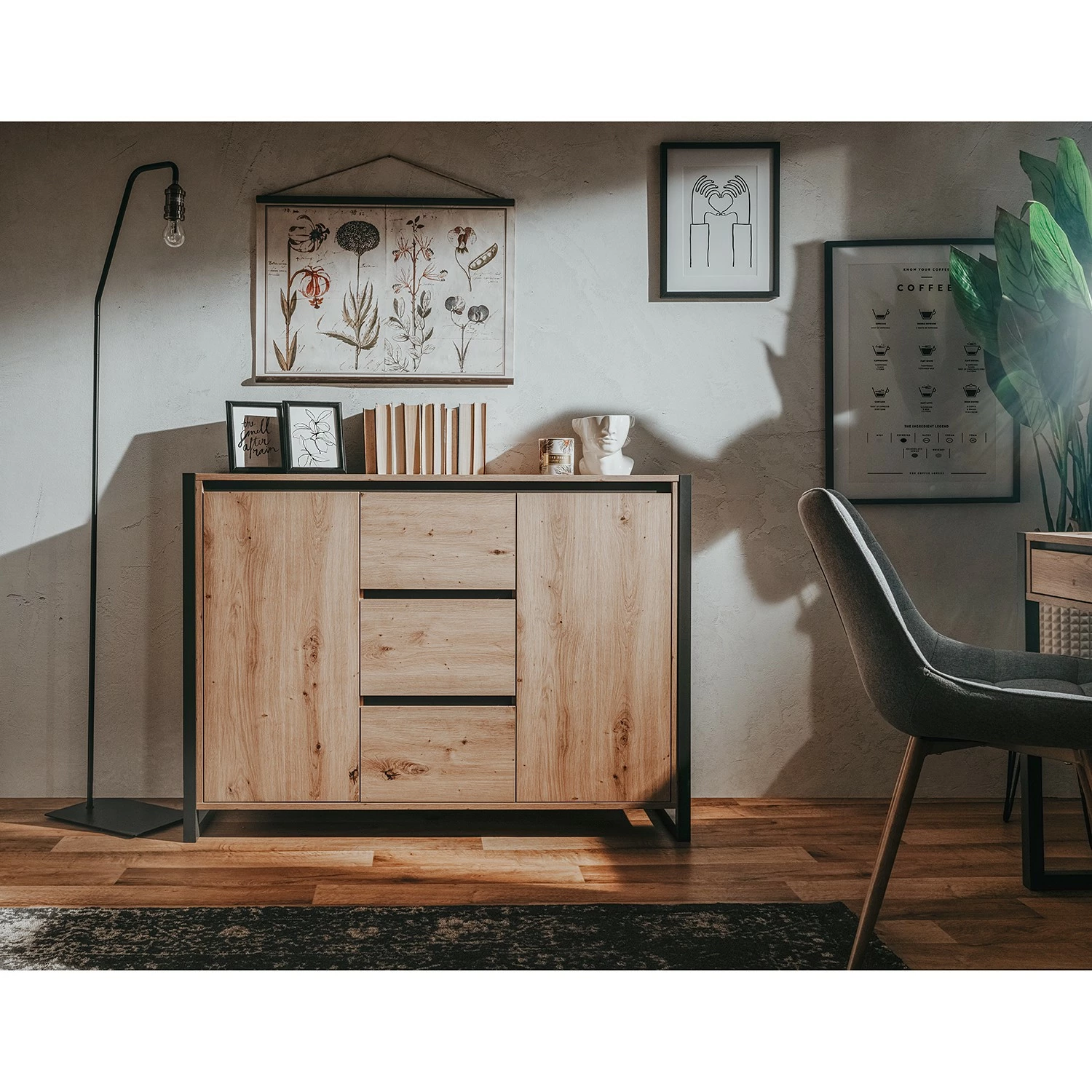 Red Living Kommode Denville II - Eiche Artisan Dekor / Anthrazit 3 Red Living Kommode Denville II - Eiche Artisan Dekor / Anthrazit – Bild 3