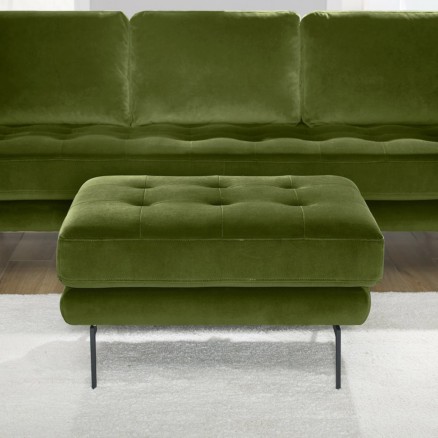 Mørteens Polsterhocker Hamina II - Samt - Avocado 3 Mørteens Polsterhocker Hamina II - Samt - Avocado – Bild 3