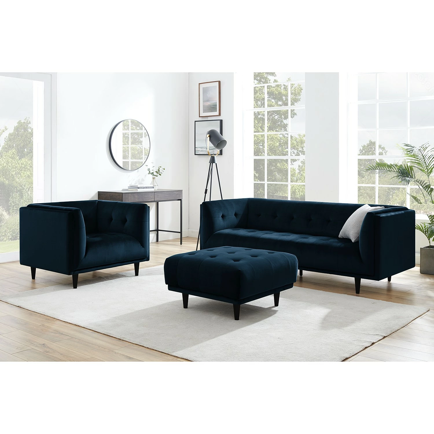 Red Living Sofa Botley (3-Sitzer) - Samt - Marineblau 4 Red Living Sofa Botley (3-Sitzer) - Samt - Marineblau – Bild 4