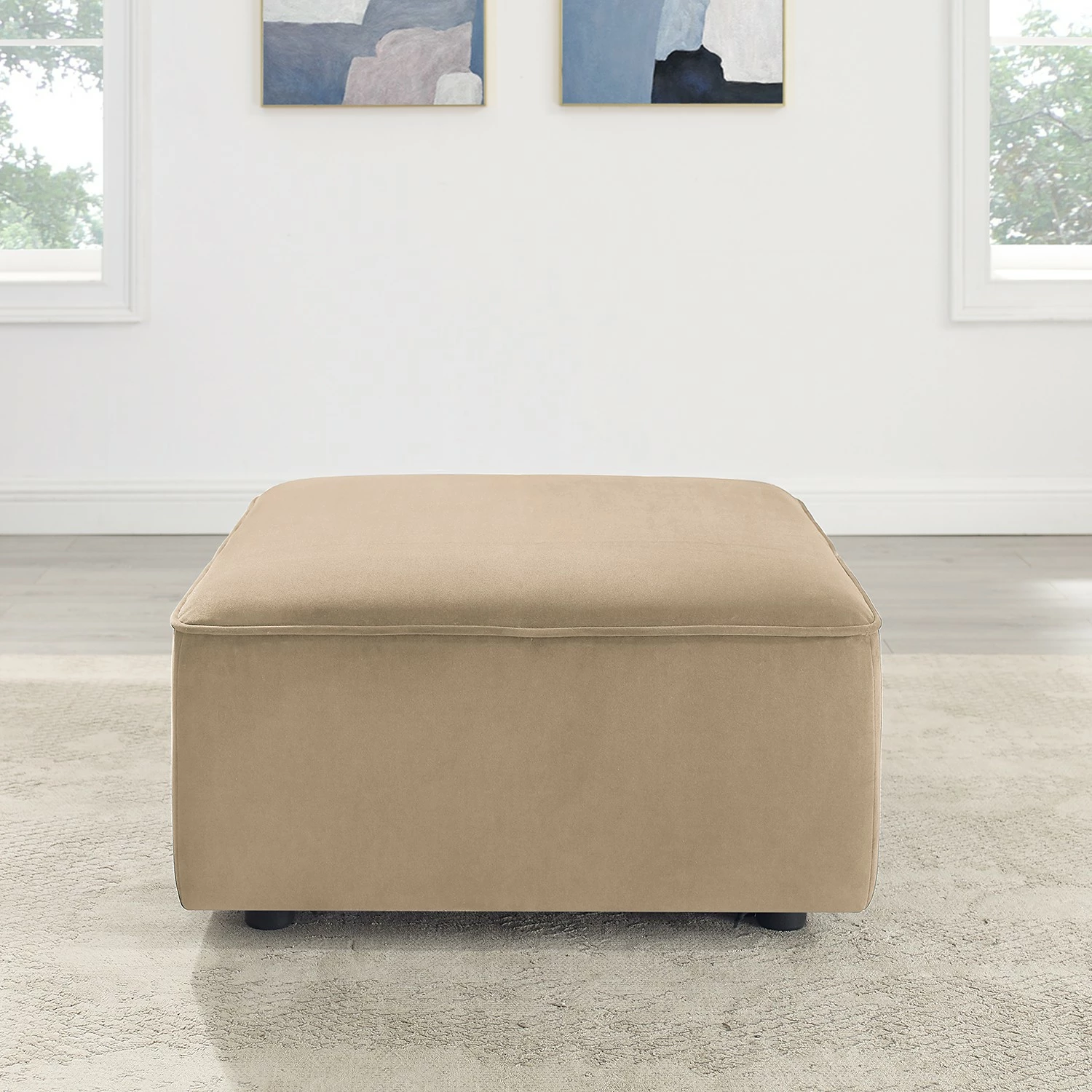 Fredriks Polsterhocker Berlou II - Webstoff - Beige 3 Fredriks Polsterhocker Berlou II - Webstoff - Beige – Bild 3