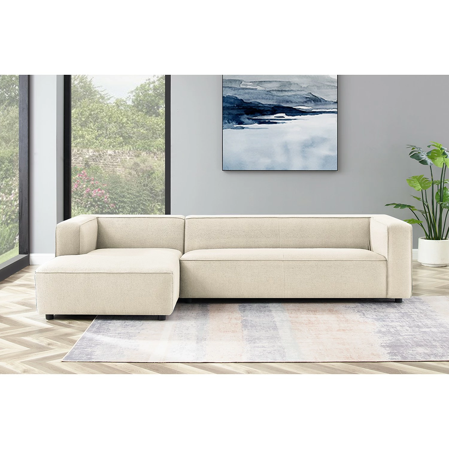 Fredriks Ecksofa Berlou I - Webstoff - Creme - Longchair davorstehend links 3 Fredriks Ecksofa Berlou I - Webstoff - Creme - Longchair davorstehend links – Bild 3