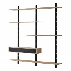 Studio Copenhagen Wandregal Lautaro XI - Eiche teilmassiv - Eiche Hell / Eiche Schwarz