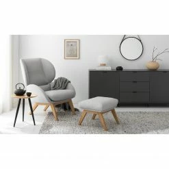 Studio Copenhagen Polsterhocker Marols - Webstoff Saia: Hellgrau - Eiche Hell -WOHNZIMMERMÖBEL Verkäufe 1000217124 210121 15063900013 MOOD DETAILS P000000001000217124 mood