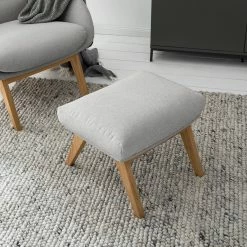 Studio Copenhagen Polsterhocker Marols - Webstoff Saia: Hellgrau - Eiche Hell -WOHNZIMMERMÖBEL Verkäufe 1000217124 210121 15063900014 MOOD DETAILS P000000001000217124 mood
