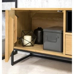 Studio Copenhagen TV-Lowboard Flox I - Echtholzfurnier / Metall - Eiche / Schwarz -WOHNZIMMERMÖBEL Verkäufe 1000218126 211026 111417000034 DETAILS P000000001000218126