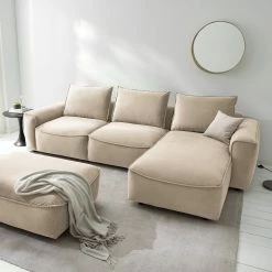 Studio Copenhagen Ecksofa Buckley II - Samt Shyla: Beige - Longchair davorstehend rechts -WOHNZIMMERMÖBEL Verkäufe 1000218140 210127 14545400239 MOOD DETAILS P000000001000218140 mood
