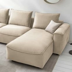 Studio Copenhagen Ecksofa Buckley II - Samt Shyla: Beige - Longchair davorstehend rechts -WOHNZIMMERMÖBEL Verkäufe 1000218140 210127 14545500245 DETAILS P000000001000218140