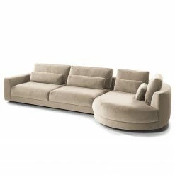 Studio Copenhagen Ecksofa Willows II - Samt Shyla: Beige - Ottomane davorstehend rechts -WOHNZIMMERMÖBEL Verkäufe 1000218190 201124 10494500553 DETAILS P000000001000218190