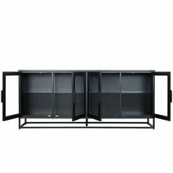 Ars manufacti Sideboard Kayys - Glas / Metall - Schwarz -WOHNZIMMERMÖBEL Verkäufe 1000219025 210121 07301900025 DETAILS P000000001000219025