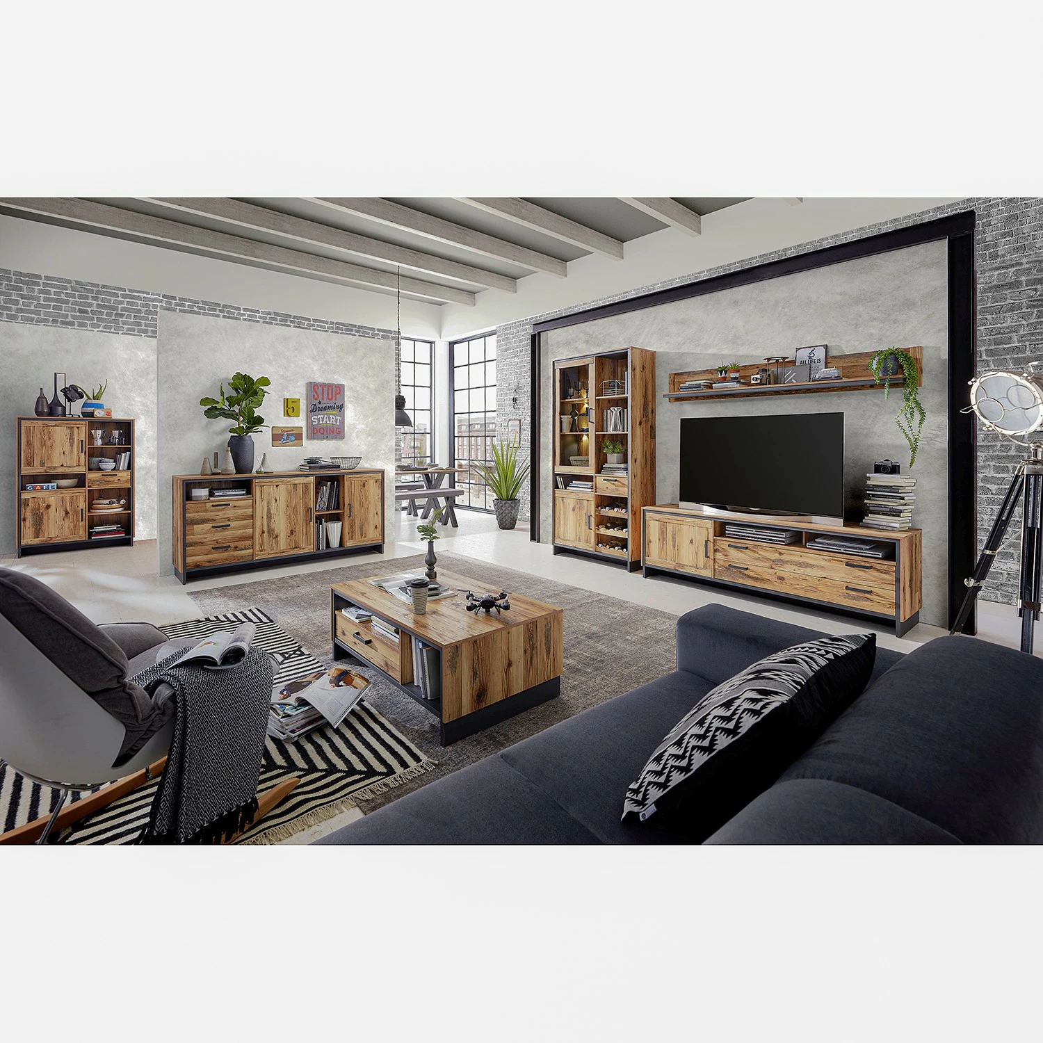 Ridgevalley Vitrinenschrank Priay - Inkl. Beleuchtung - Lärche Dekor / Graphit 5 Ridgevalley Vitrinenschrank Priay - Inkl. Beleuchtung - Lärche Dekor / Graphit – Bild 5