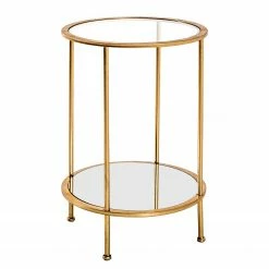 Red Living Beistelltisch Casa View I - Glas / Metall - Gold