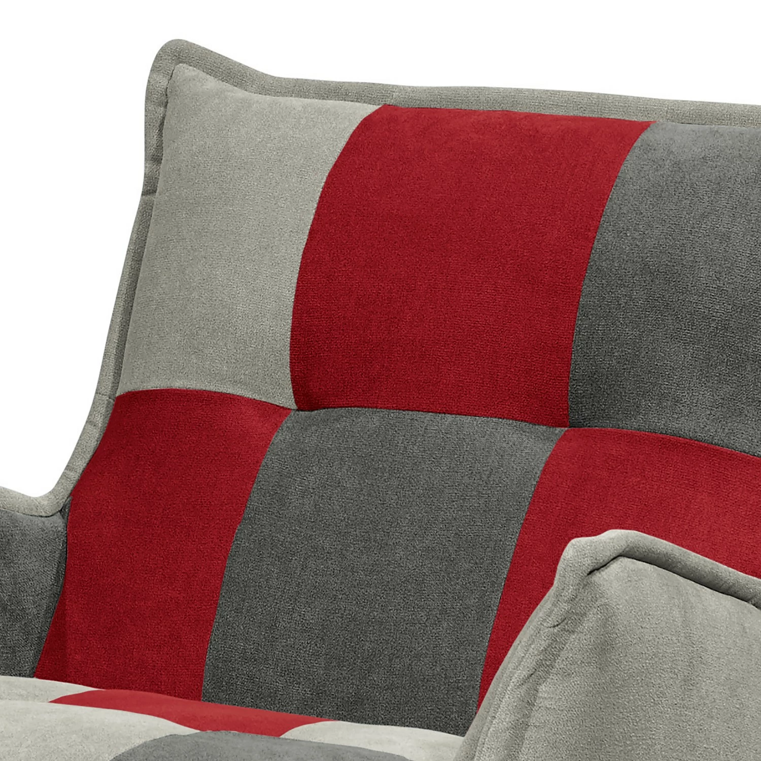 Fredriks Sessel Tutu - Microfaser - Microfaser Ranu Patchwork: Beere / Grau - Ohne Hocker - Mit Armlehnen 3 Fredriks Sessel Tutu - Microfaser - Microfaser Ranu Patchwork: Beere / Grau - Ohne Hocker - Mit Armlehnen – Bild 3