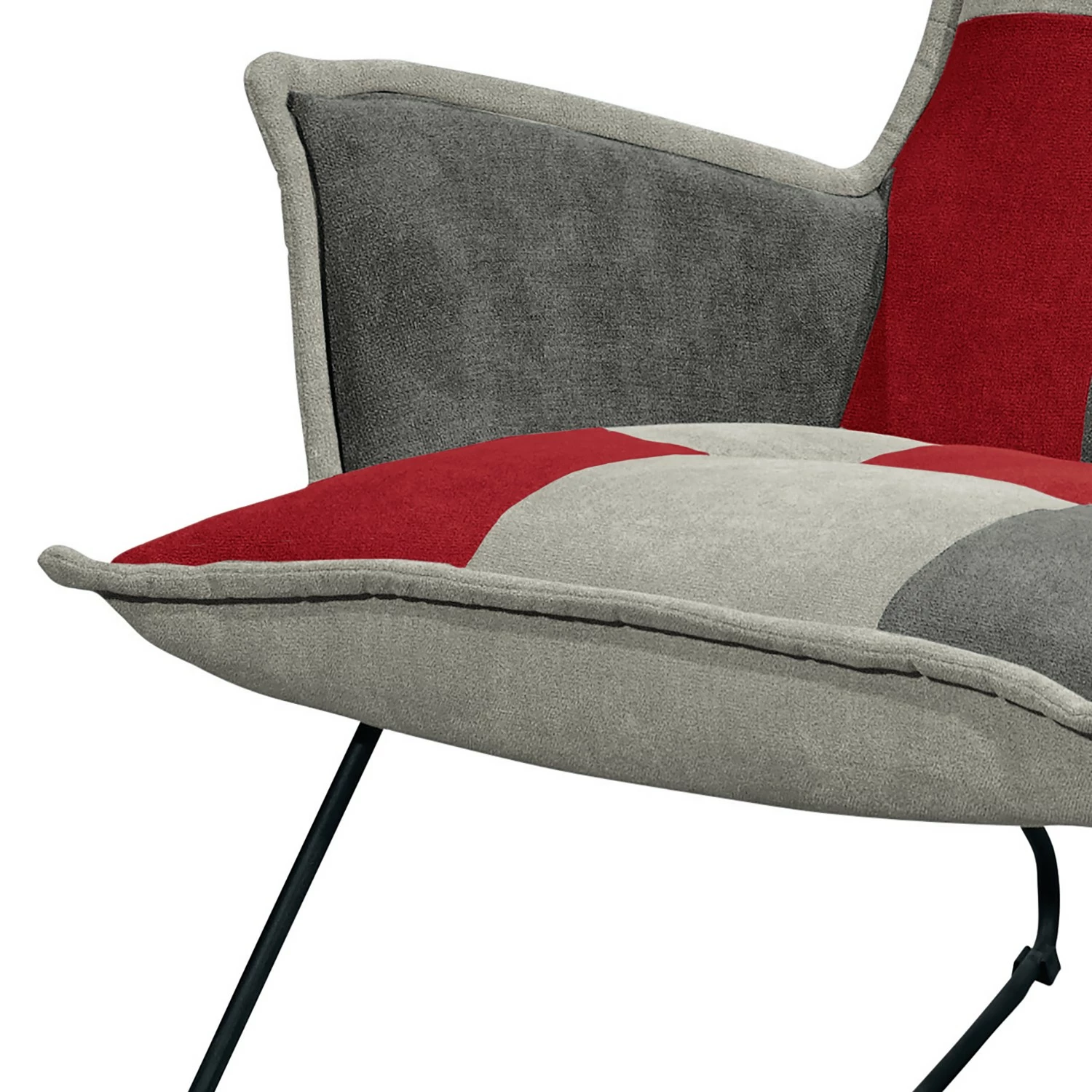 Fredriks Sessel Tutu - Microfaser - Microfaser Ranu Patchwork: Beere / Grau - Ohne Hocker - Mit Armlehnen 4 Fredriks Sessel Tutu - Microfaser - Microfaser Ranu Patchwork: Beere / Grau - Ohne Hocker - Mit Armlehnen – Bild 4