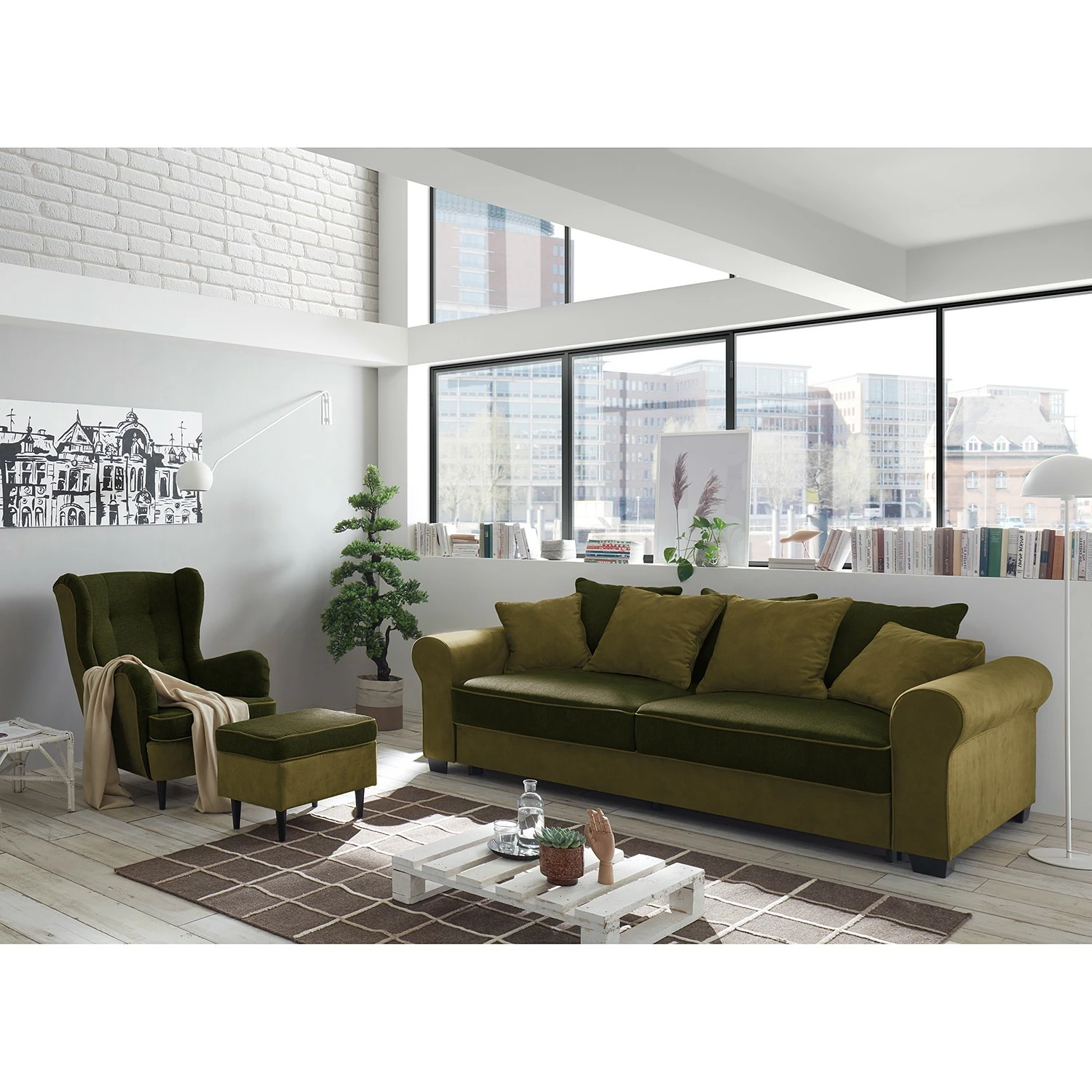 Fredriks Schlafsofa Marcola - Webstoff; Microfaser - Microfaser Salvo: Olivgrün 4 Fredriks Schlafsofa Marcola - Webstoff; Microfaser - Microfaser Salvo: Olivgrün – Bild 4