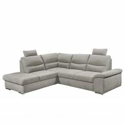 Fredriks Ecksofa Caldwell - Webstoff - Webstoff Roge: Silber - Ottomane davorstehend links