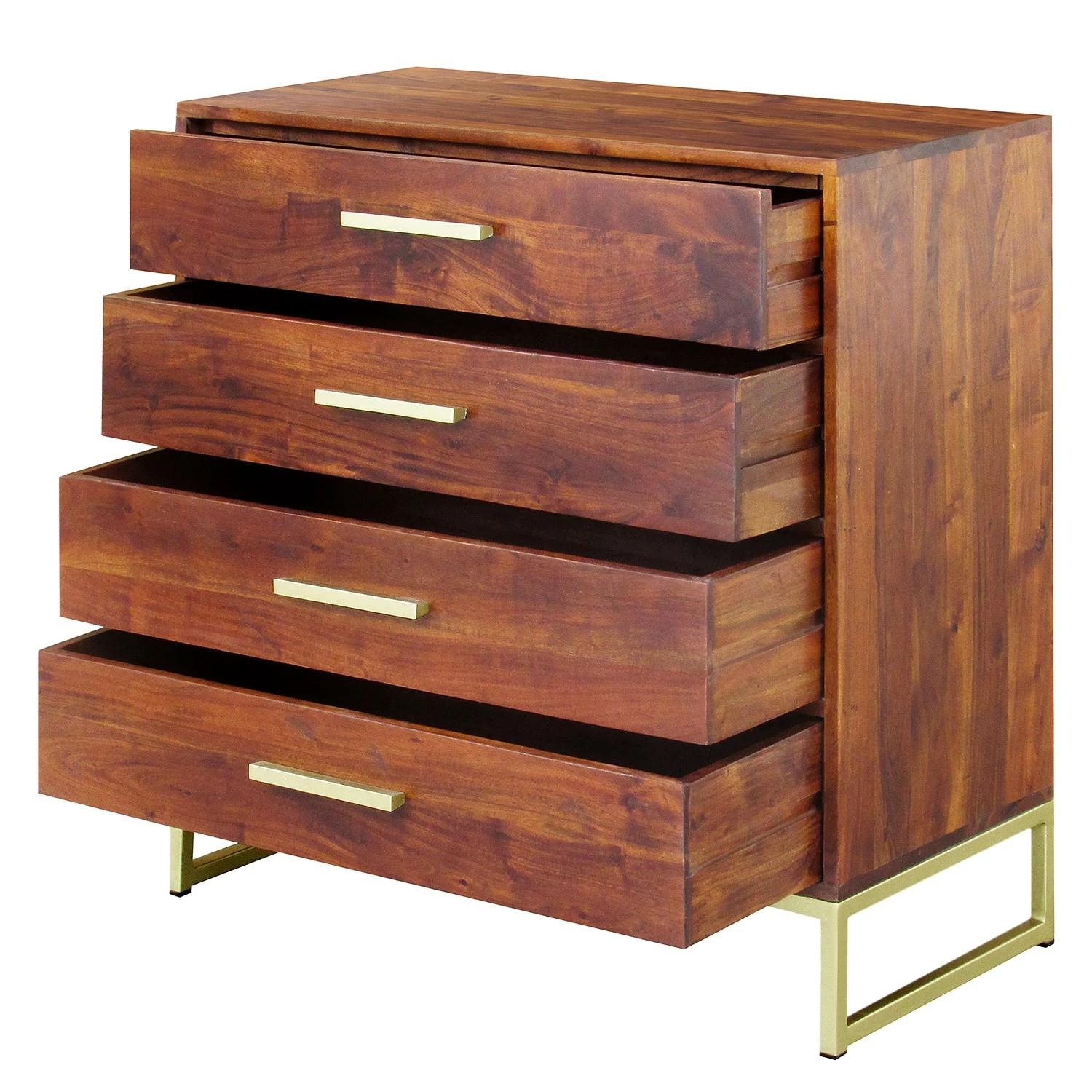 Ars manufacti Kommode Loga - Akazie massiv - Akazie Braun / Gold 4 Ars manufacti Kommode Loga - Akazie massiv - Akazie Braun / Gold – Bild 4