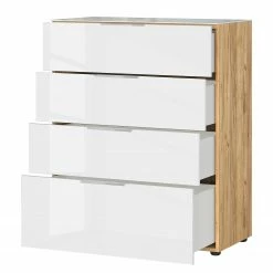 Germania Kommode Oakland I - Glas - Weiß / Eiche Navarra Dekor -WOHNZIMMERMÖBEL Verkäufe 1000223278 200826 06233000014 DETAILS P000000001000223278